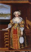 Jacob Heinrich Elbfas Queen Kristina,mellan tens and thirteen am failing oil on canvas